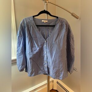 Blue and white striped Madewell blouse